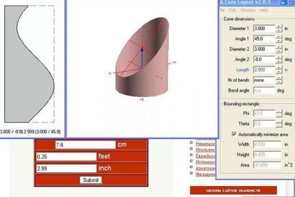 Pipe cutting angle calculation program