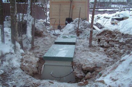 Septic tank in winter