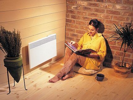 Wall-mounted convector sa loob ng loft