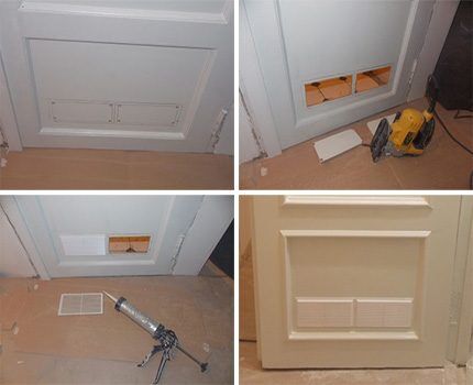 The process of making a ventilation hole in a door