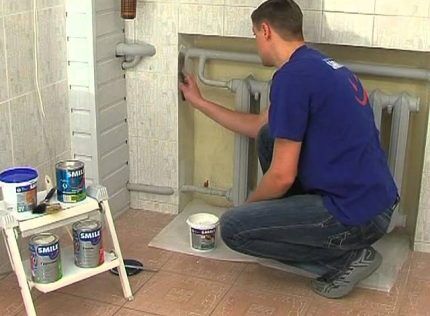 Painting pipes and radiator