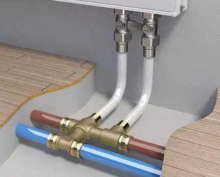 Metal-plastic pipes connected by press fittings