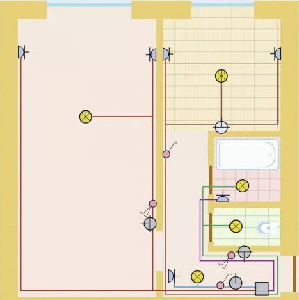 Option wiring diagram for a 1-room apartment 