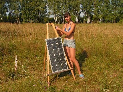 Homemade solar panel at the dacha