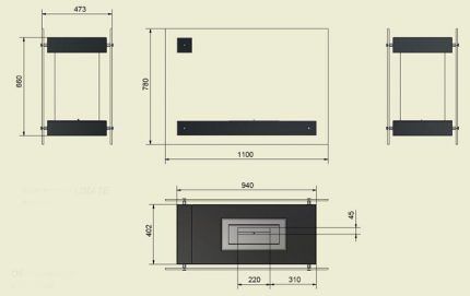 Bio fireplace drawing