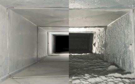 Air duct after cleaning