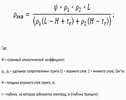 Formula for resistance of heterogeneous soil