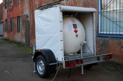 Gas tank on a trailer