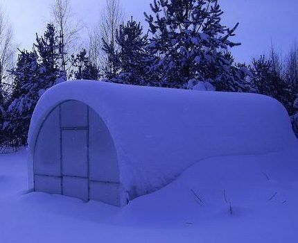 Greenhouse covered with snow