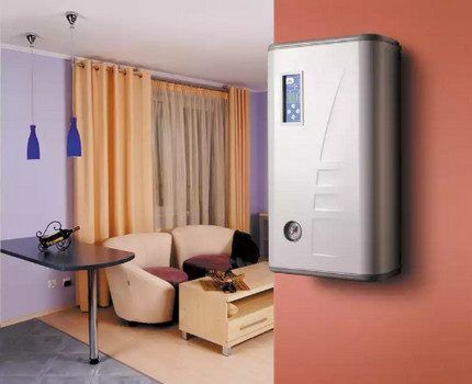 Wall-mounted electric boiler in an apartment