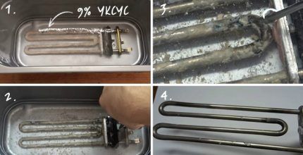 Cleaning heating elements with citric acid