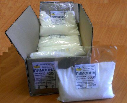 Large package of citric acid
