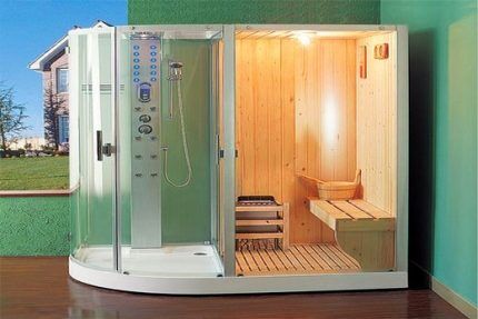 Shower room with steam generator