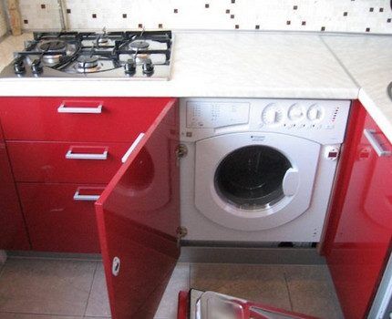 Washing machine built into the unit