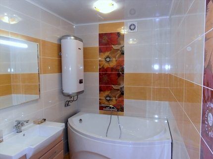 Electric boiler in the bathroom interior