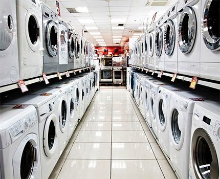 Washing machines in a store