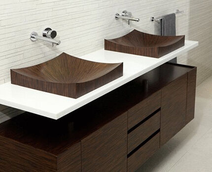 Wood countertop sink