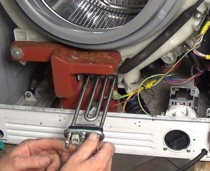 Heating element in the washing machine