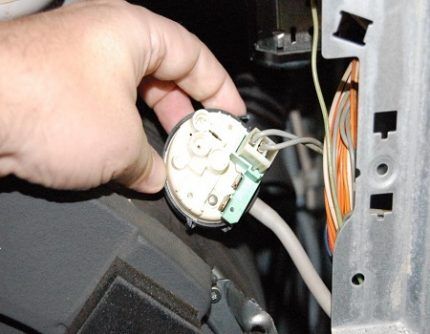 Failure of the washing machine pressure switch