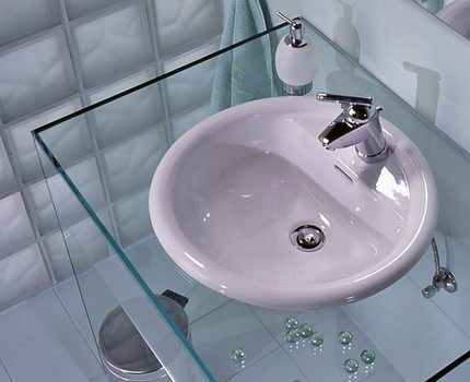 Comptoir en verre pour salle de bain