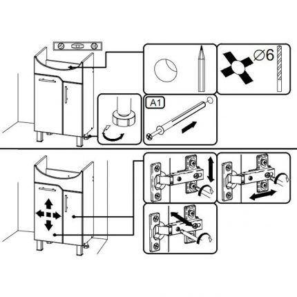 Assembly diagram for the sink cabinet