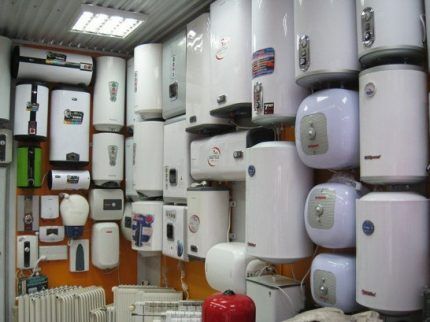 Water heaters in a store