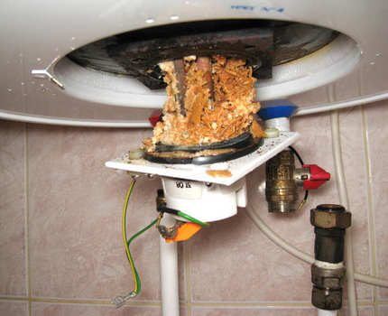 Water heater clogged with waste