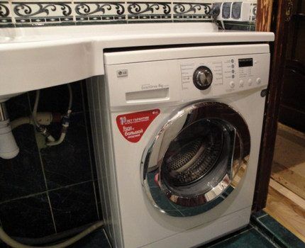 Narrow washing machine in the interior