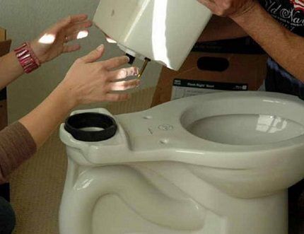 Installing a cistern on a toilet