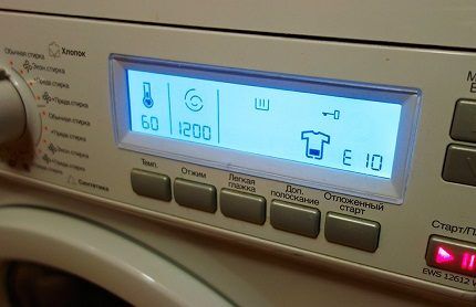 Washing machine display