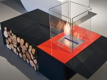 Glass screen for eco-fireplace