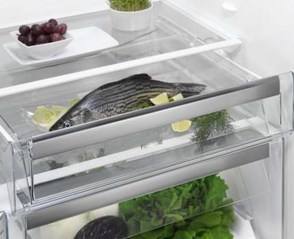 Shelves and containers in the refrigerator