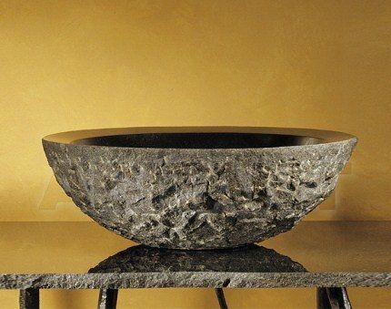 Natural stone sink on countertop