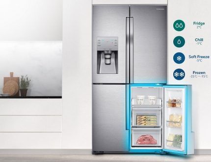 The freezer in Side-by-Side units can store food at -24 °C 