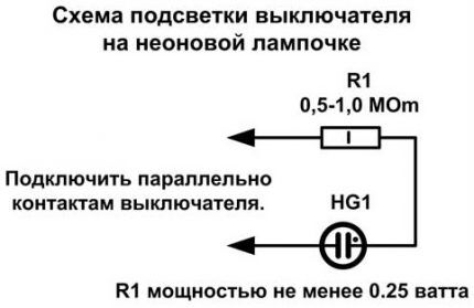 Schema di collegamento dell'interruttore della luce al neon