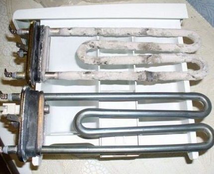 Heating elements with and without scale