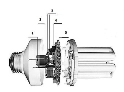 Elements of a gas discharge lamp