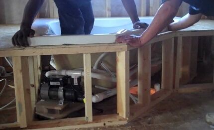 Construction of a frame for a hot tub