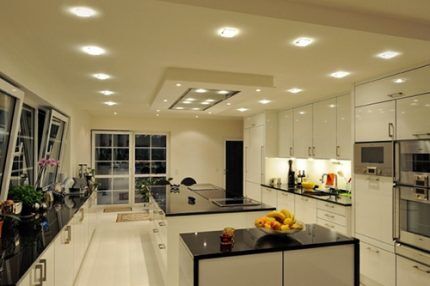 Stretch ceilings with LED lamps