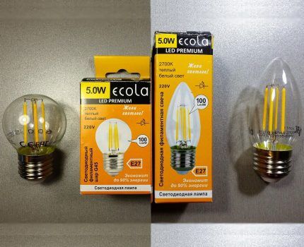 Ecola filament lamps