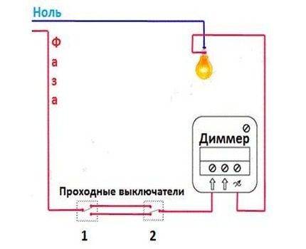 Connecting a pass-through dimmer