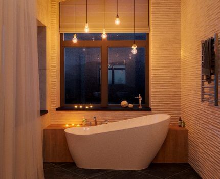 Filament LED lamps in the bathroom interior