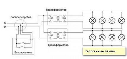 Connection diagram for halogen lamps