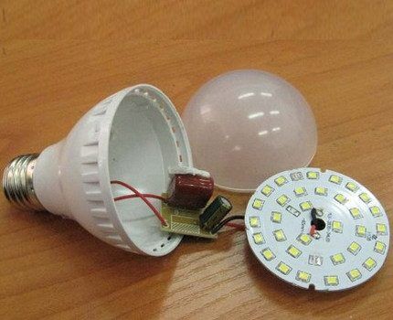 LED lamp disassembled