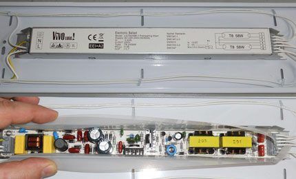 Internal contents of electronic ballasts