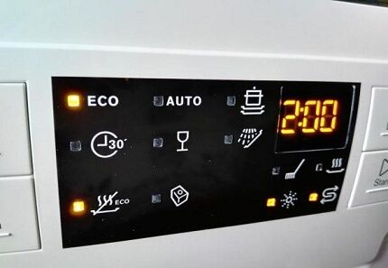 Indication on the control panel of the Electrolux dishwasher 
