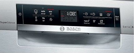Electronic display of the BOSCH dishwasher