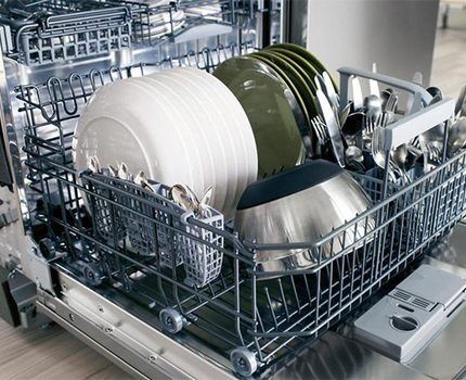 Dishwasher loaded with dishes