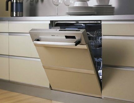 Partially built-in dishwasher 