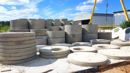 Anneaux en béton armé dans la zone ouverte de l'usine